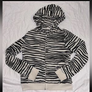 Y2K Animal Print Zebra Full Zip Hoodie No TSZ Tag Fits Like M Cute, Trendy